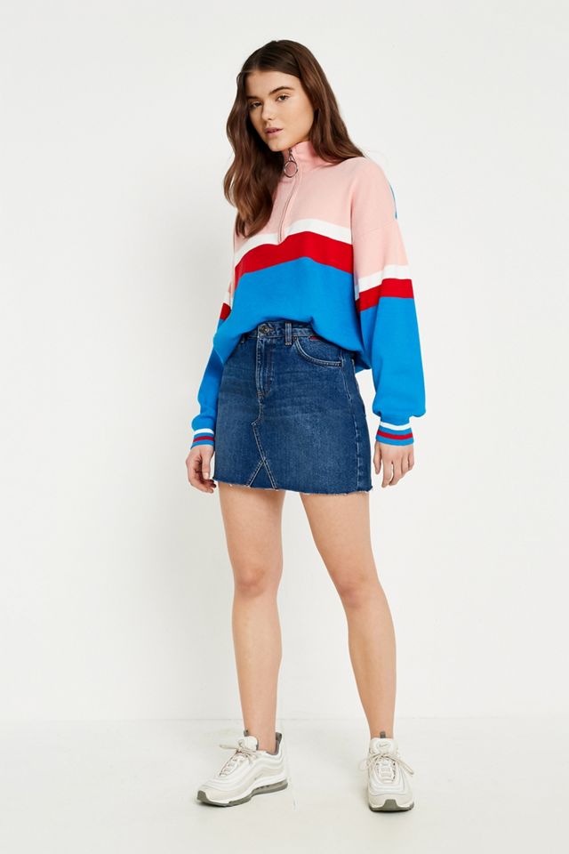 UO Colour-Blocked Zip-Up Funnel Neck Jumper #3