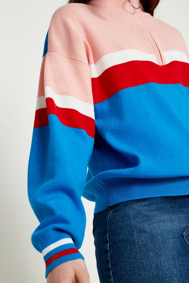 UO Colour-Blocked Zip-Up Funnel Neck Jumper #5