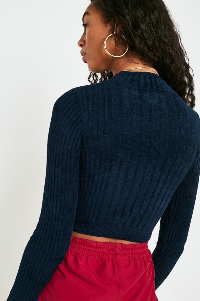 UO - Pull à col roulé en maille  chenille bleu marine  #2