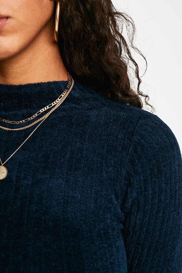 UO - Pull à col roulé en maille  chenille bleu marine  #4