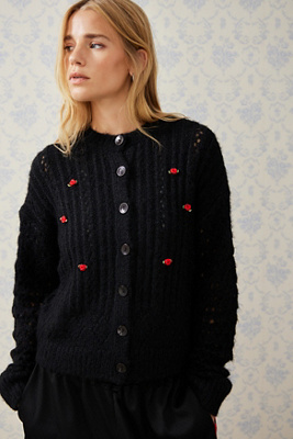 Cardigan en maille pointelle rose en taille: XS - Kimchi Blue - Modalova