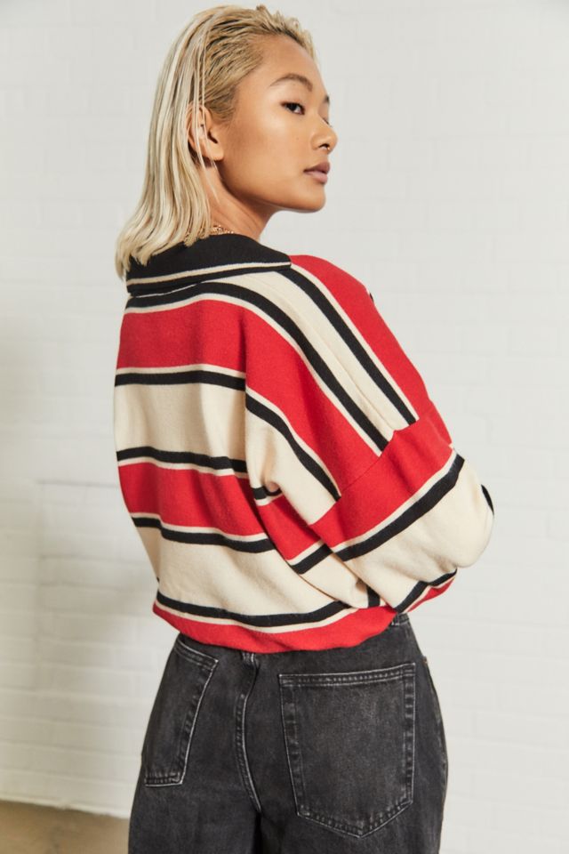 iets frans Collared Red Bungee Hem Top
