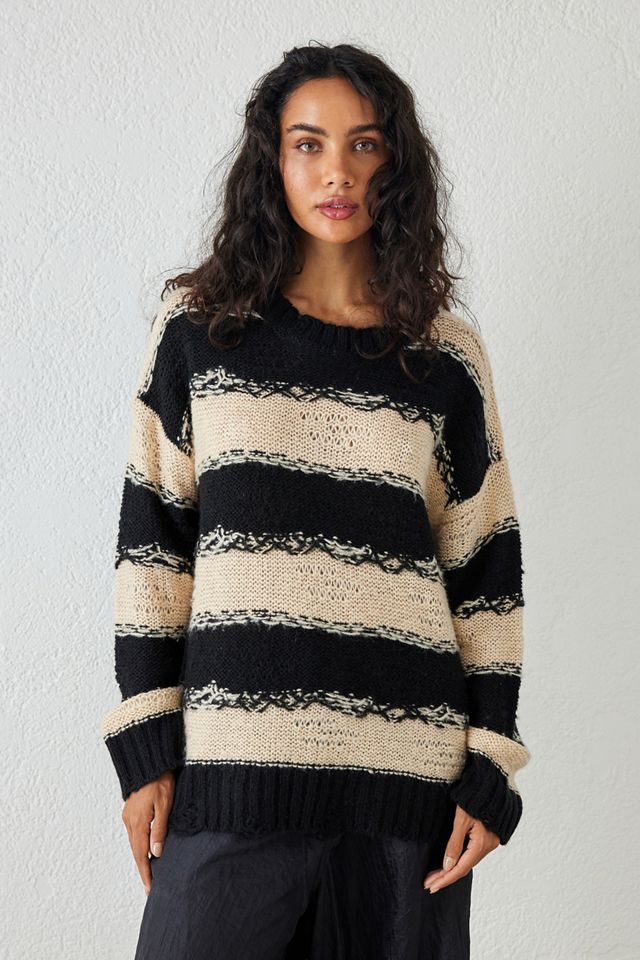 UO Striped Laddered Knit Jumper | Urban Outfitters UK