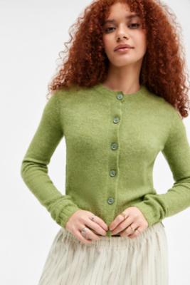 iets frans. Leighton Crew Neck Cardigan - Green S at Urban Outfitters