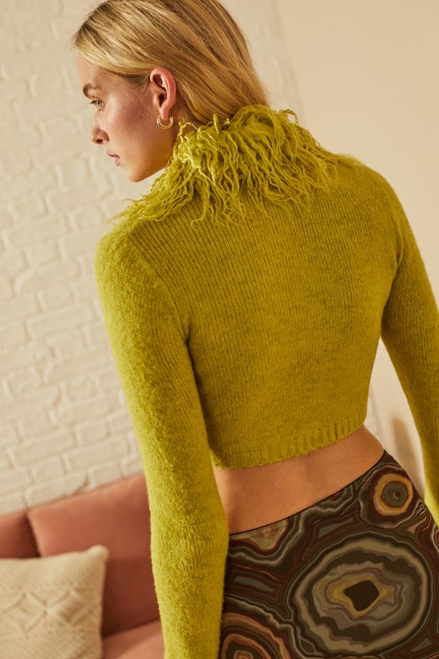 UO Faux Fur Trim Tie-Front Cardigan #3