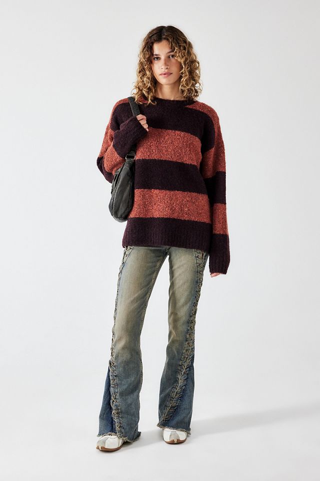BDG Breit Gestreifter Bouclé Strickpullover #2