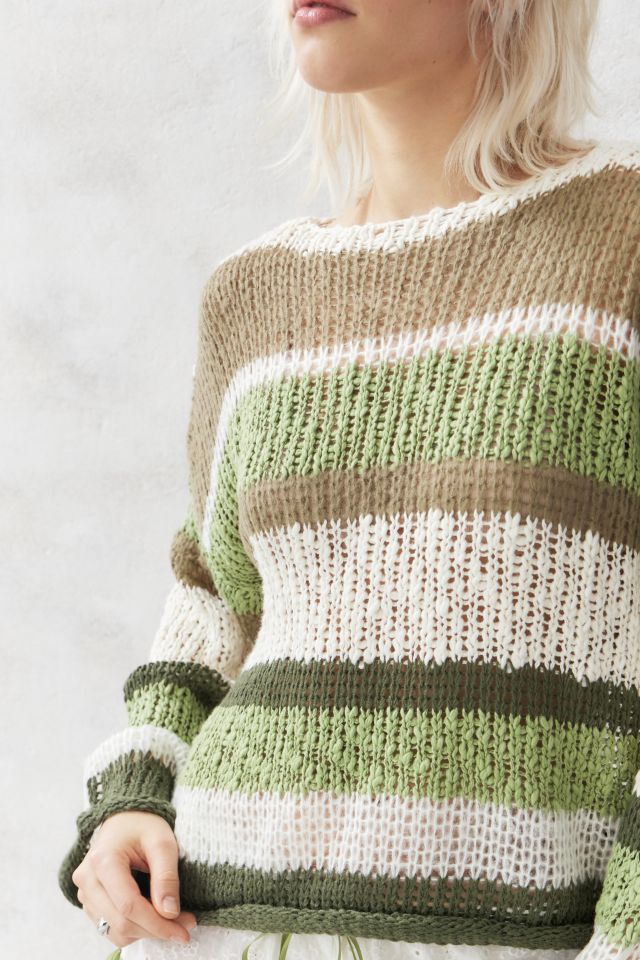 UO Slub Striped Cropped Jumper | Urban Outfitters UK