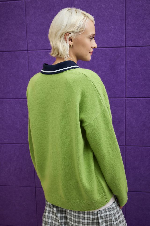 iets frans... Strickjacke mit V-Ausschnitt und Grandad-Kragen #4