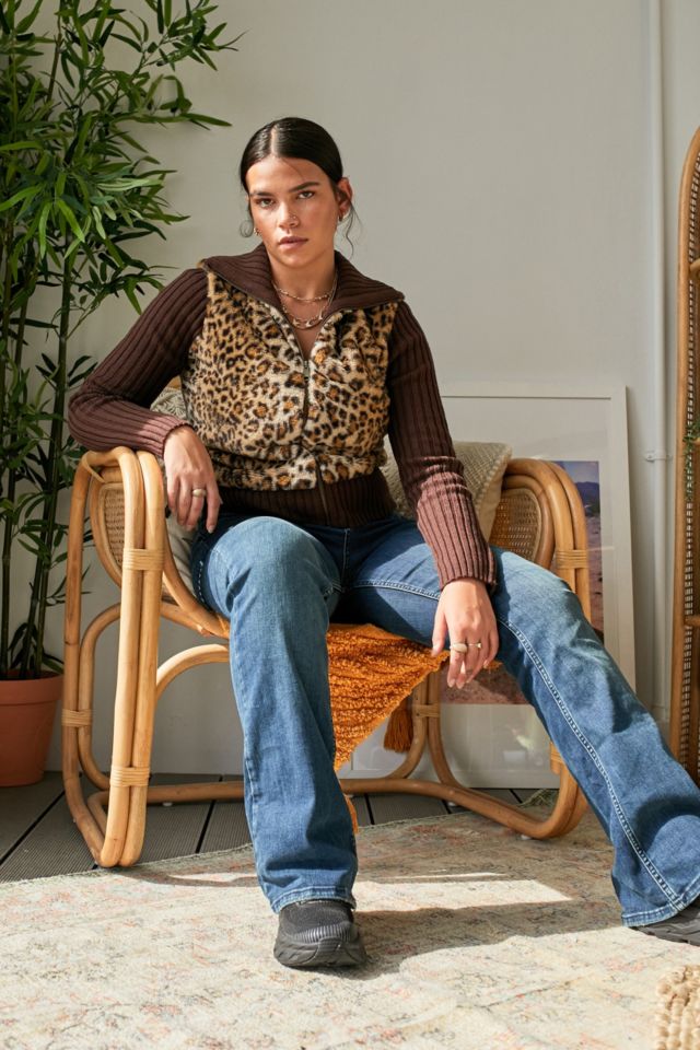 UO Animal Print Zip Up Jacket