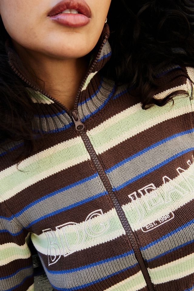 BDG Striped Knit Double Zip-Up Top #2