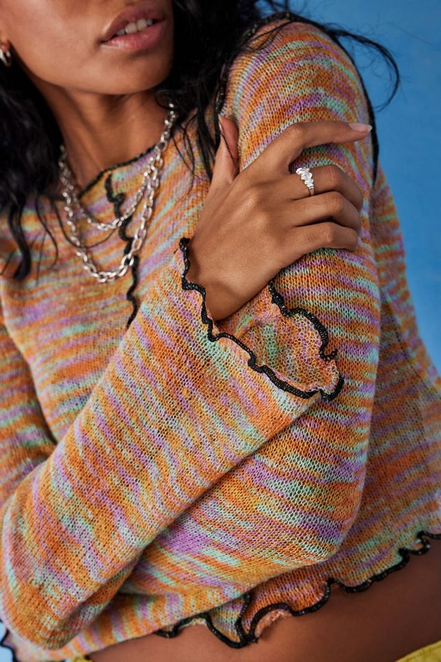 UO Multicoloured Space-Dye Knit Seamed Top #1