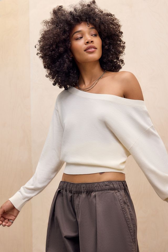 UO Cameryn Off-Shoulder Batwing Knit Jumper #1