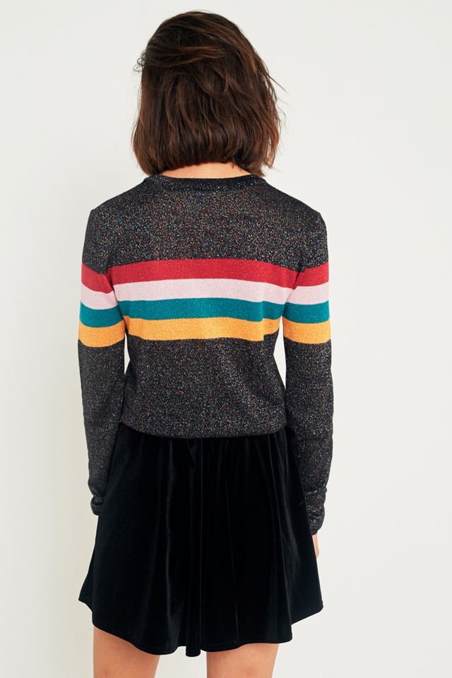Urban Outfitters Sparkle Rainbow Striped Jumper #2