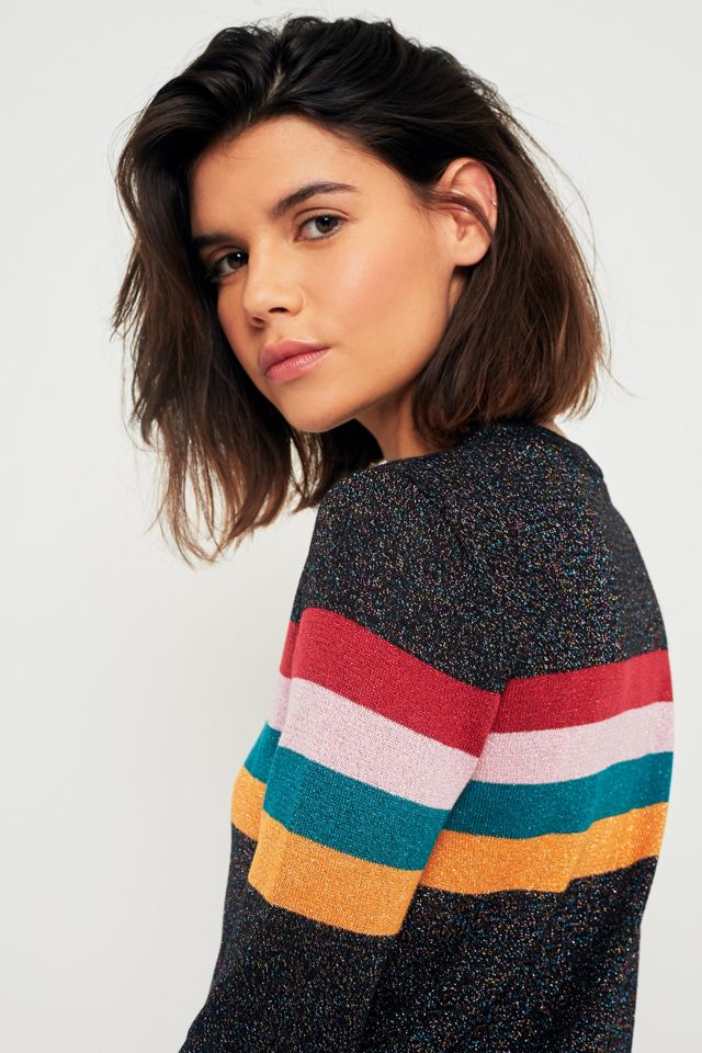 Urban Outfitters Sparkle Rainbow Striped Jumper #4