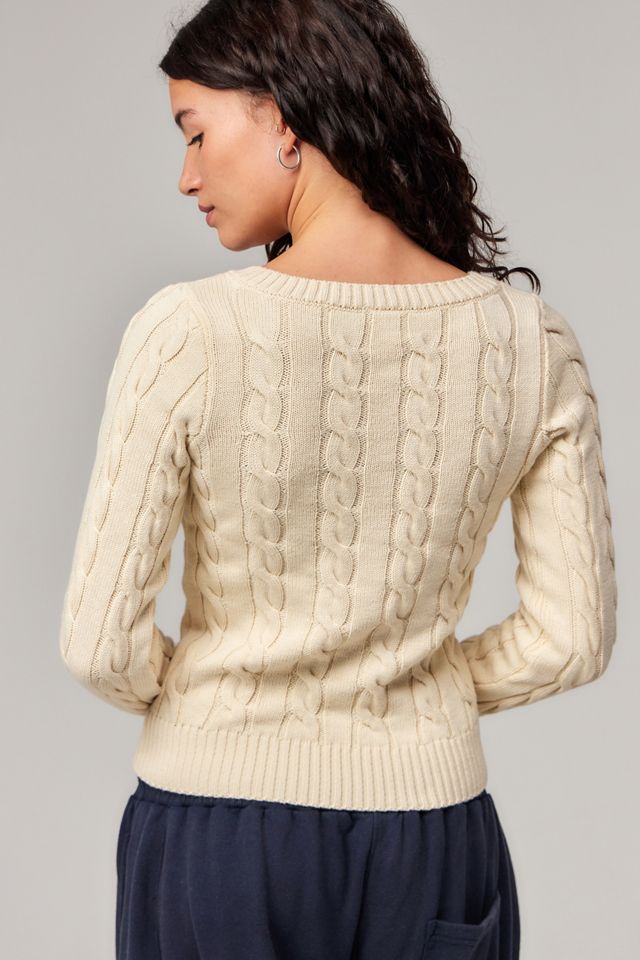 iets frans... V-Neck Cable Knit Jumper #3