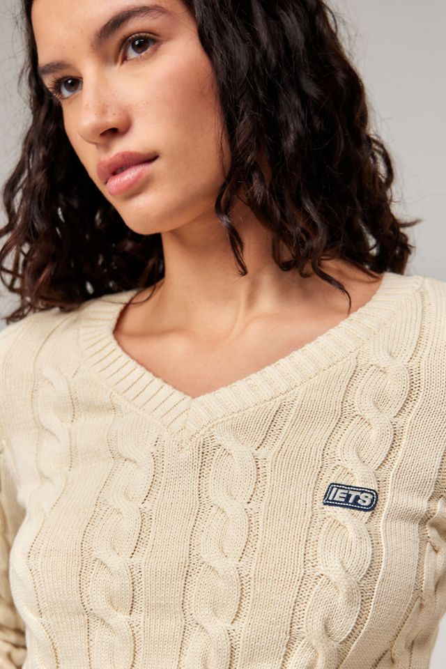 iets frans... V-Neck Cable Knit Jumper #4