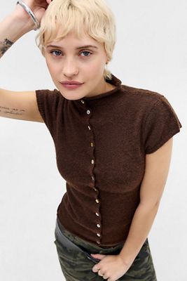 Cardigan UO à manches courtes col entonnoir
