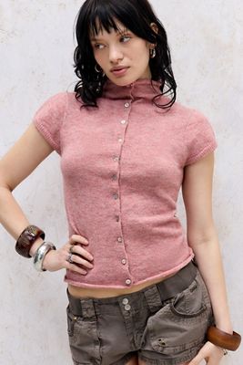 UO Trichter-Kurzarm-Strickjacke