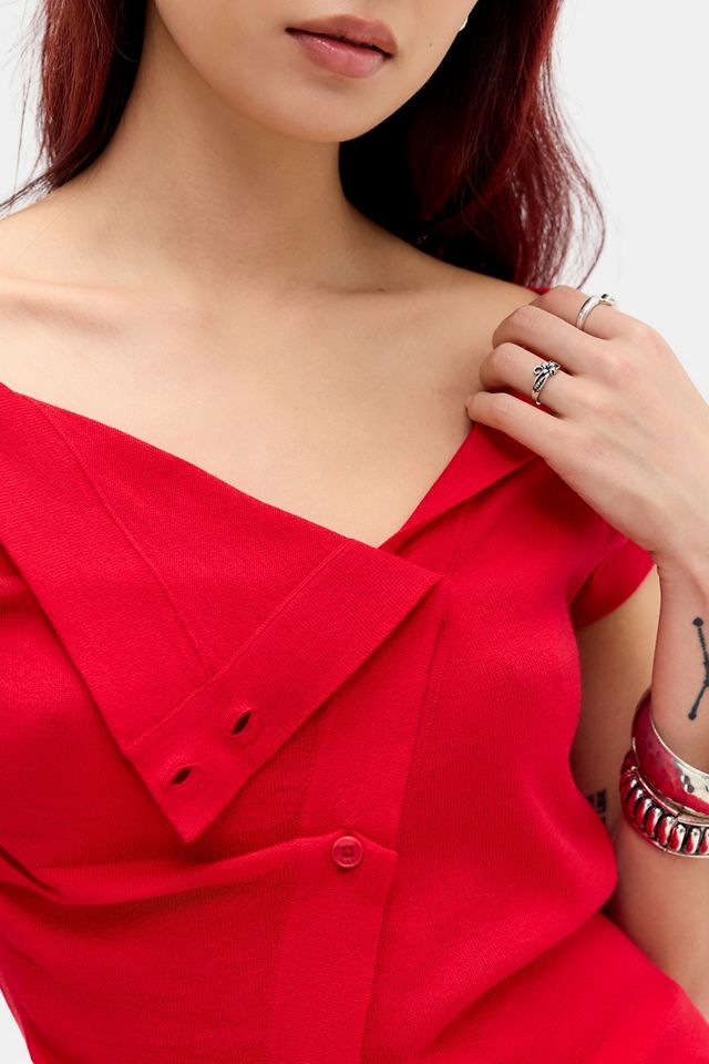 BDG Top in Maglia Fine con Scollo a Barca Asimmetrico con Bottoni Rue #2