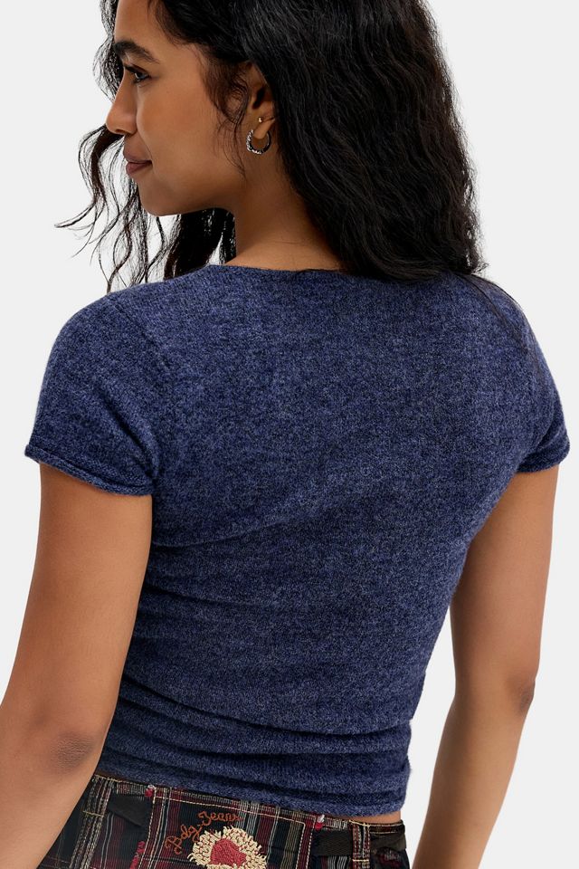 UO Keyhole Short Sleeve Knit Top #3
