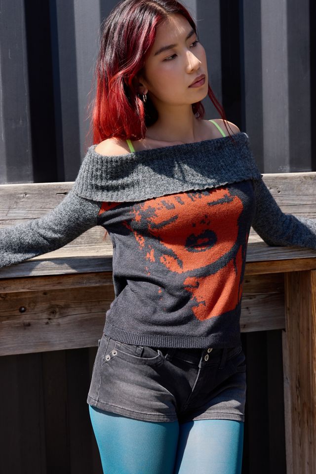UO Bardot Graphic Knit Top #1
