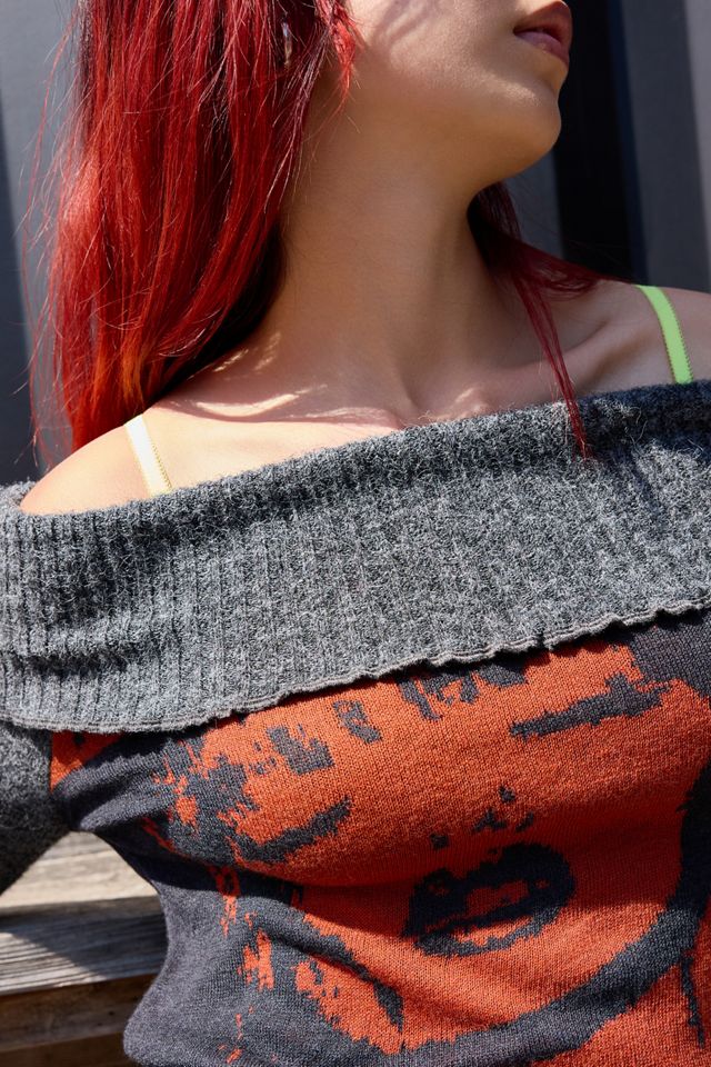 UO Bardot Graphic Knit Top #2