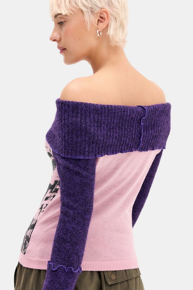 Haut en tricot graphique UO Bardot #4