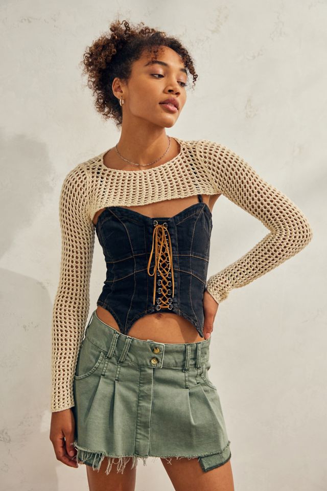 UO Lattice Knitted Long Sleeve Shrug | Urban Outfitters UK