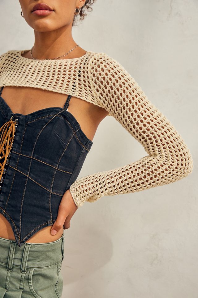 UO Lattice lavorato a maglia a maniche lunghe Shrug #1