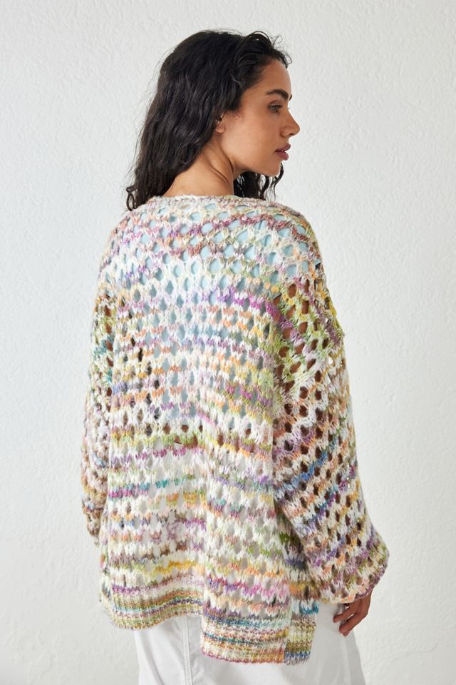 Cardigan en maille ouverte UO à teinture spatiale #2