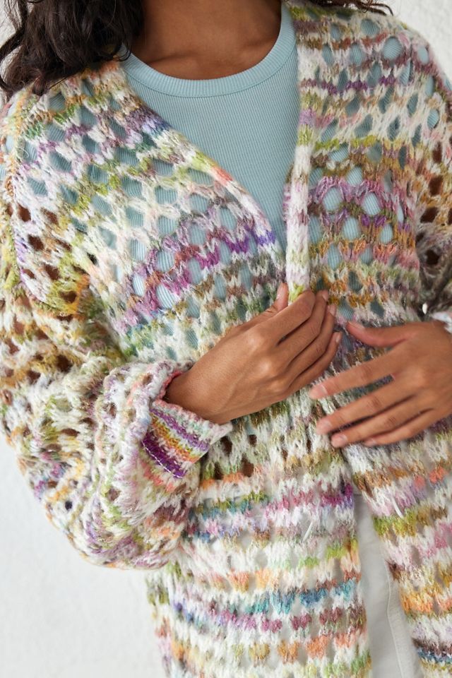Cardigan en maille ouverte UO à teinture spatiale #3