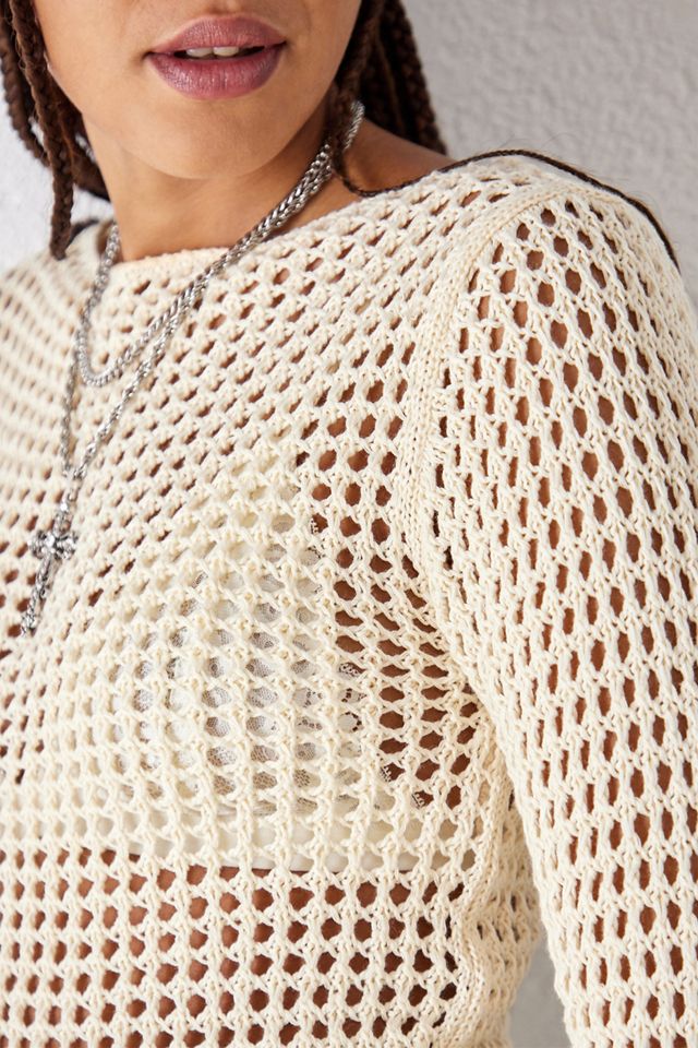 UO Lattice Knit Long Sleeve Jumper