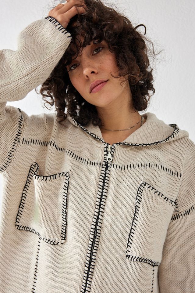 Cardigan à capuche zippé avec point de couverture BDG #1