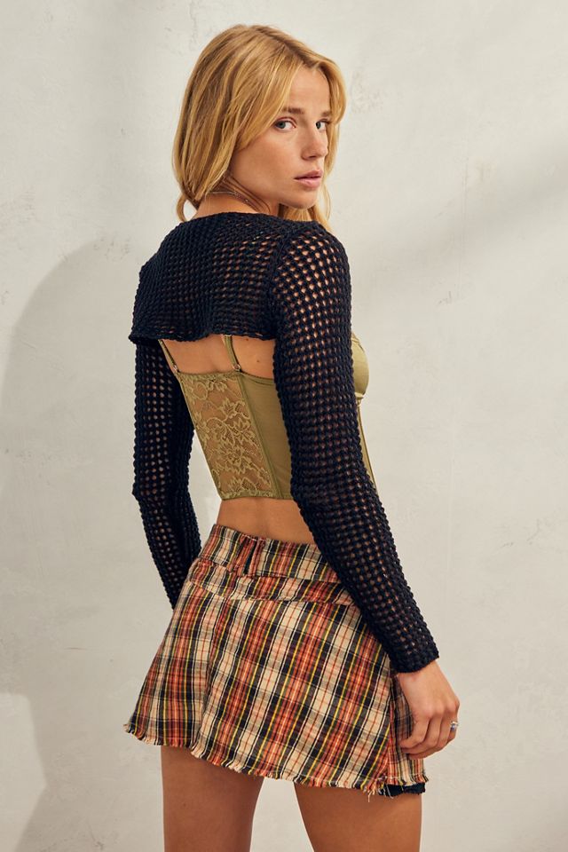 UO - Boléro en tricot motifs croisillons à manches longues #2