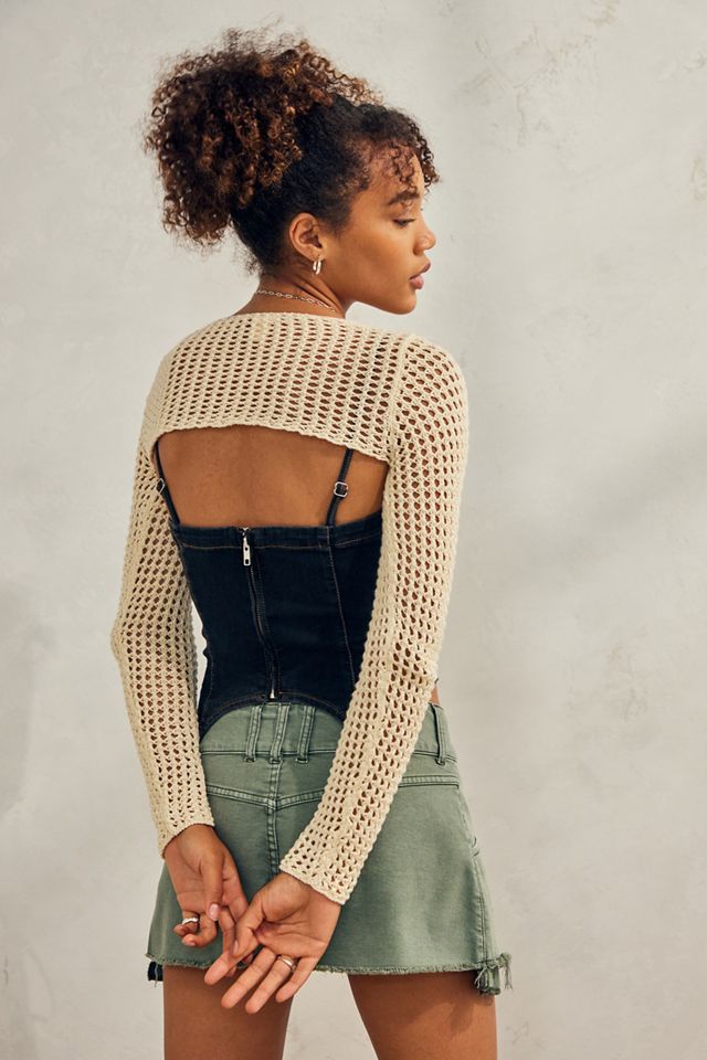 UO Lattice Knitted Long Sleeve Shrug #2