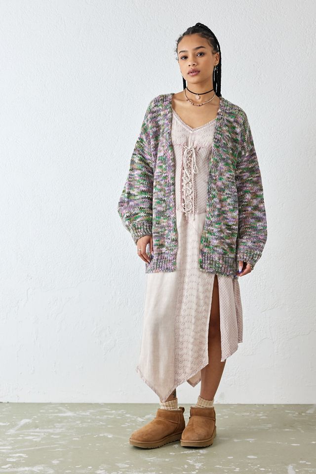 Cardigan in Maglia Fuzzy a Maniche a Palloncino Space-Dye UO #1