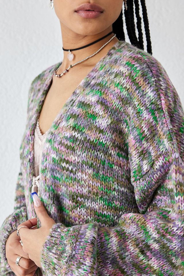 Cardigan in Maglia Fuzzy a Maniche a Palloncino Space-Dye UO #2