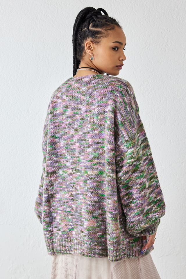 Cardigan in Maglia Fuzzy a Maniche a Palloncino Space-Dye UO #3