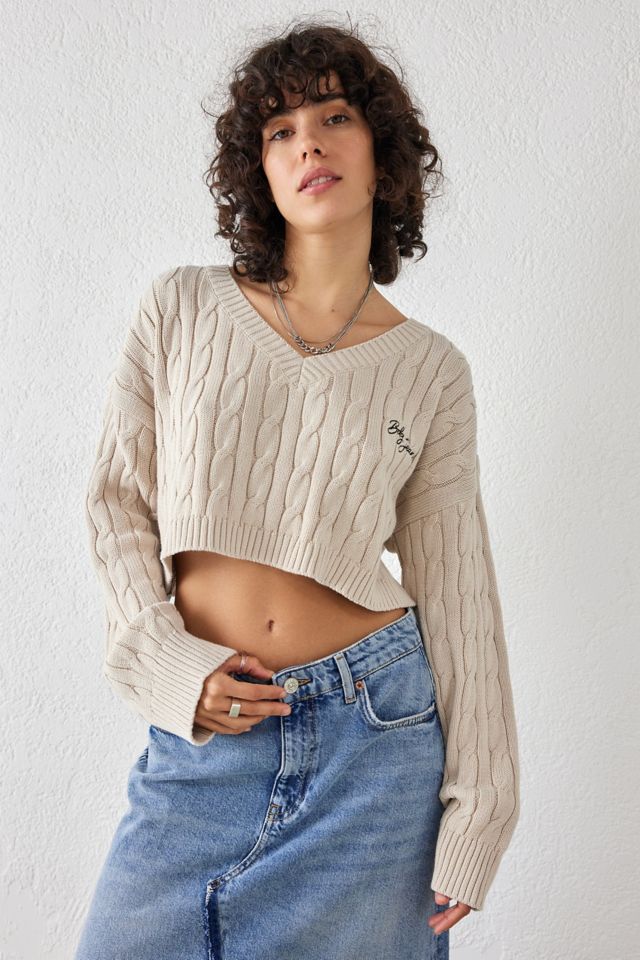 Cropped cable knit clearance jumper