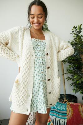 green smiley flower cardigan