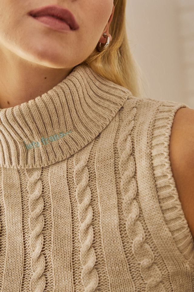 iets frans... Cable Knit Roll Neck Tank Top #1