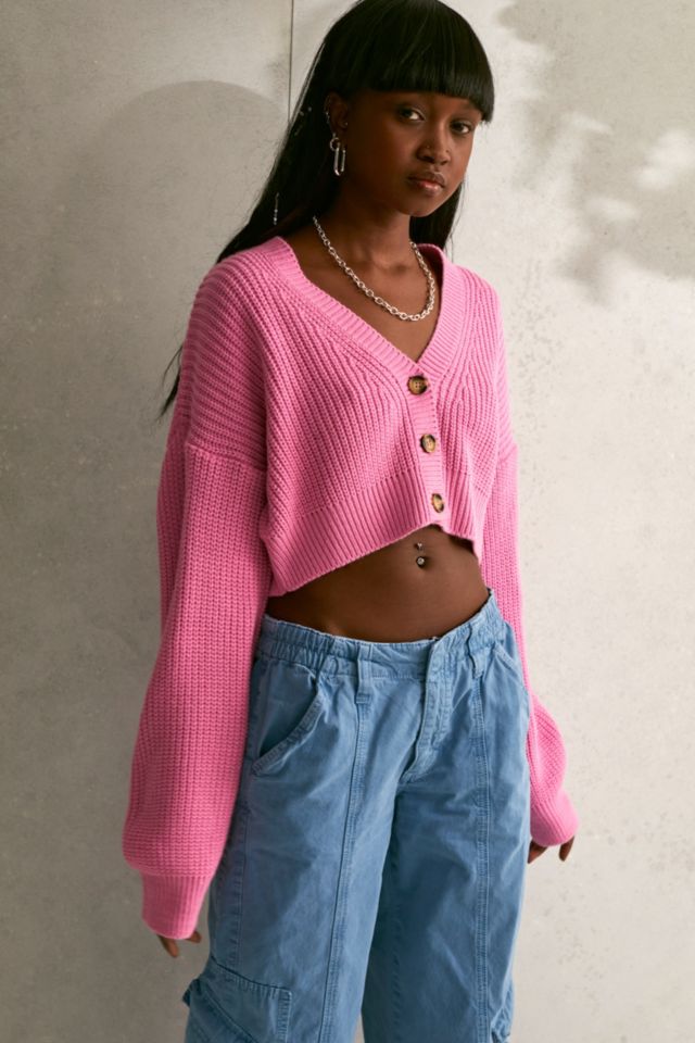 Fisherman Knit Cropped Cardigan