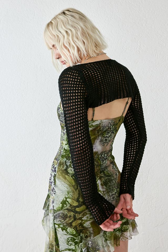UO - Boléro en tricot motifs croisillons à manches longues #2