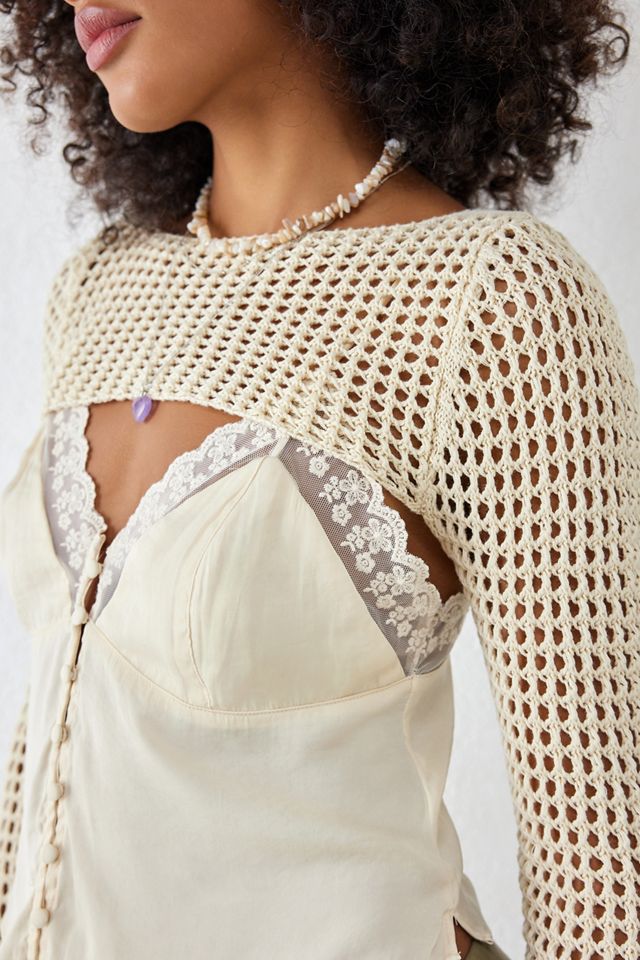 UO Lattice lavorato a maglia a maniche lunghe Shrug #2