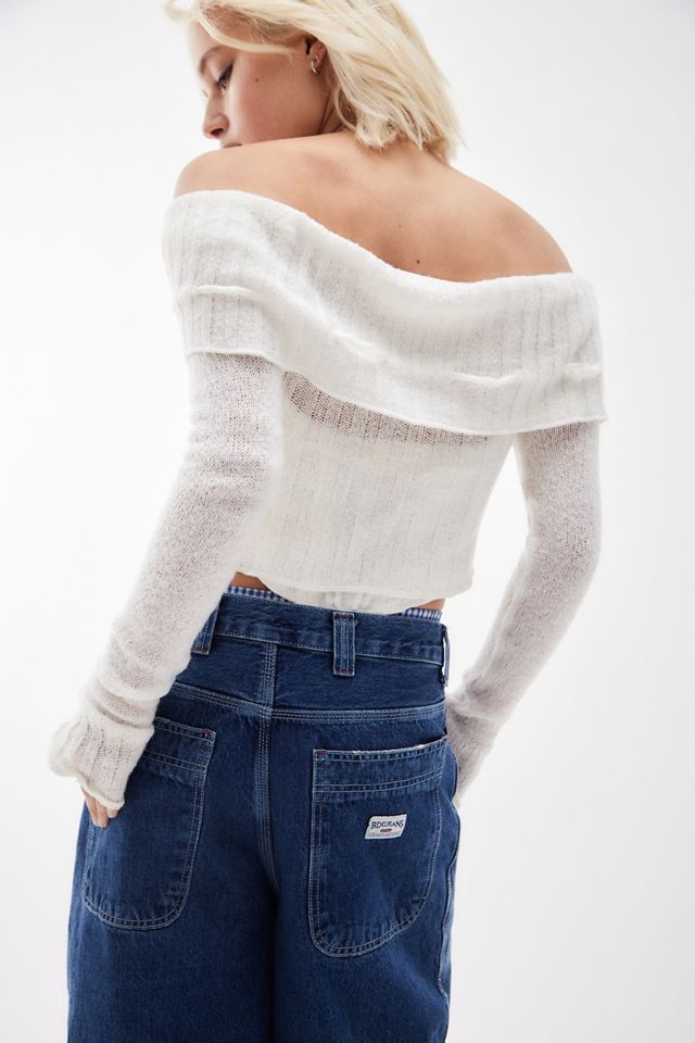 Kimchi Blue Ribbon Off-The-Shoulder Knitted Top #3