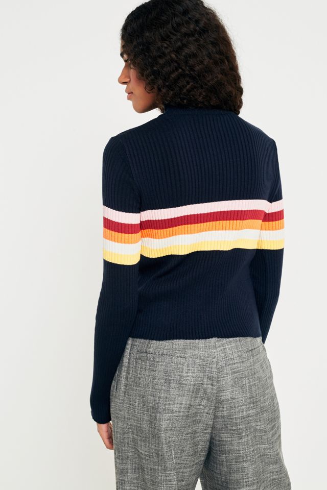 Urban Outfitters Rainbow Striped Funnel Neck Jumper #2
