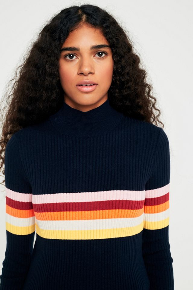Urban Outfitters Rainbow Striped Funnel Neck Jumper #3