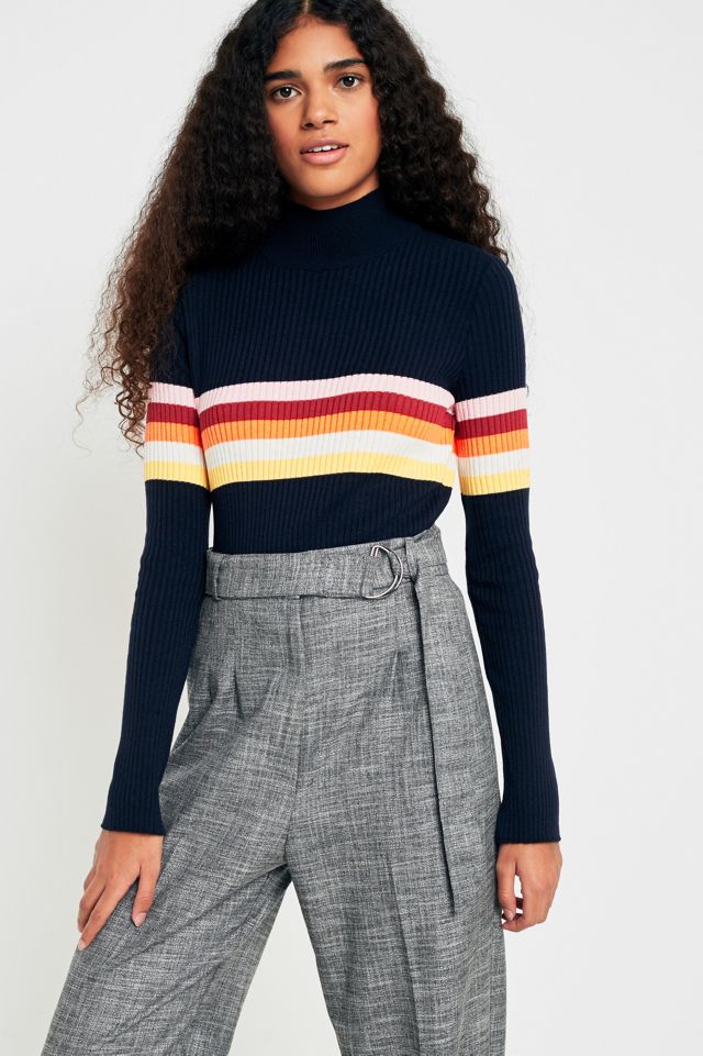 Urban Outfitters Rainbow Striped Funnel Neck Jumper #4