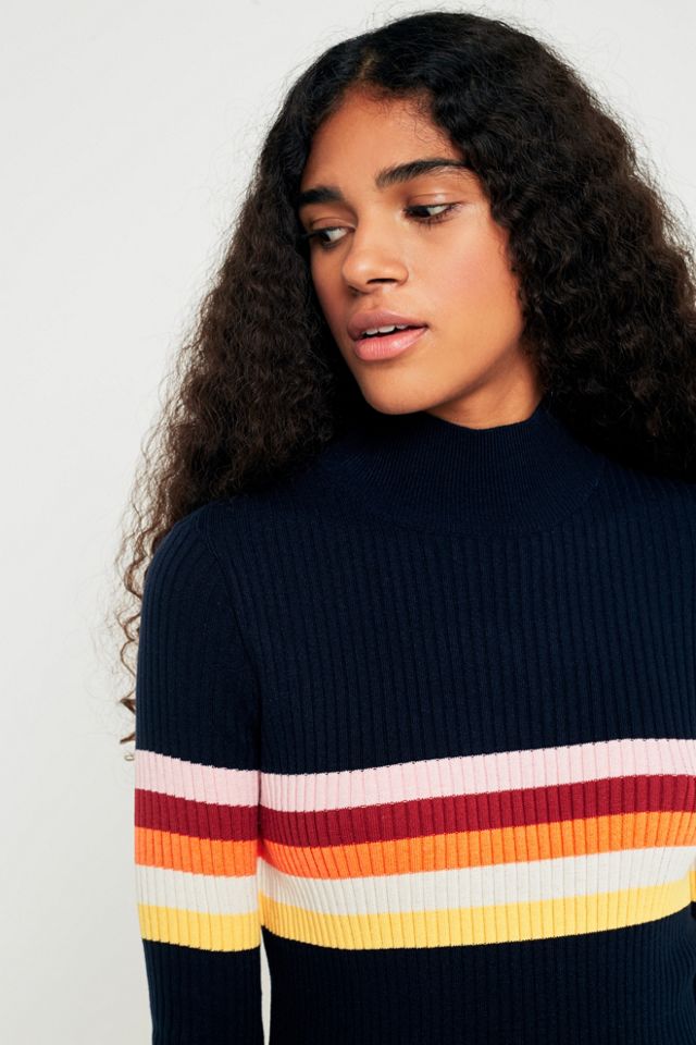 Urban Outfitters Rainbow Striped Funnel Neck Jumper #5