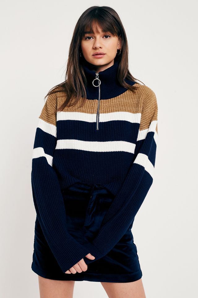 Urban Outfitters Fisherman Stripe Funnel Neck Half-Zip Fisherman ...